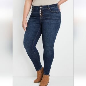 Edgely High Rise Super Skinny Buttonfly Jeans Size 22W Long